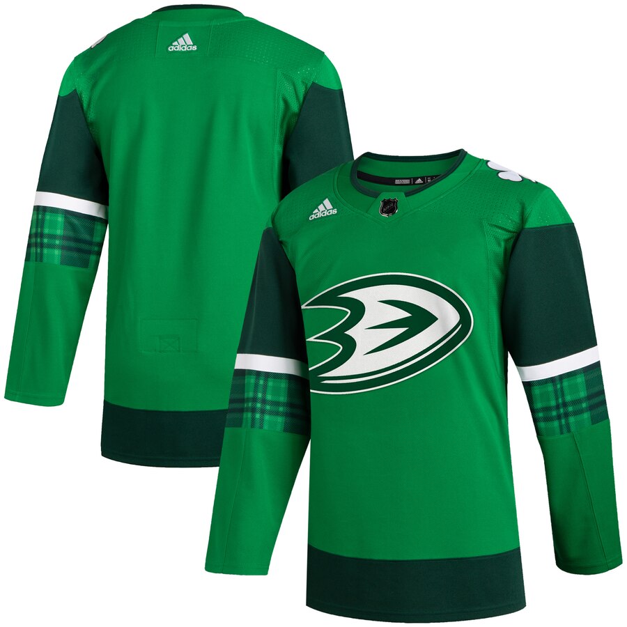 Anaheim Ducks Blank Men Adidas 2020 St. Patrick Day Stitched NHL Jersey Green